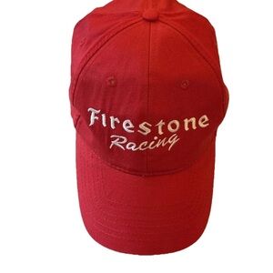 Firestone Racing Red Ball Cap Snapback One Size Cotton Hat White Embroidery